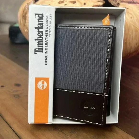 Timberland Men's Baseline Canvas and Genuine Leather Trifold Wallet - New w/Box - Picture 6 of 6
